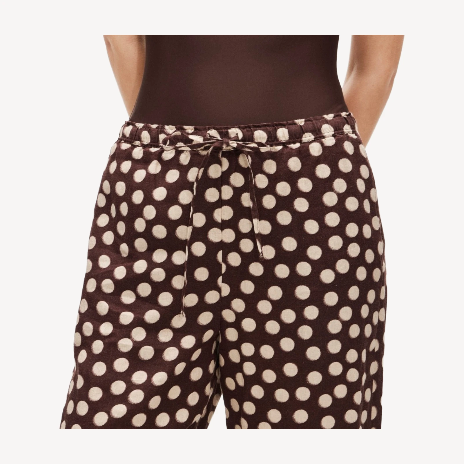 Soleil pant in dot-print linen