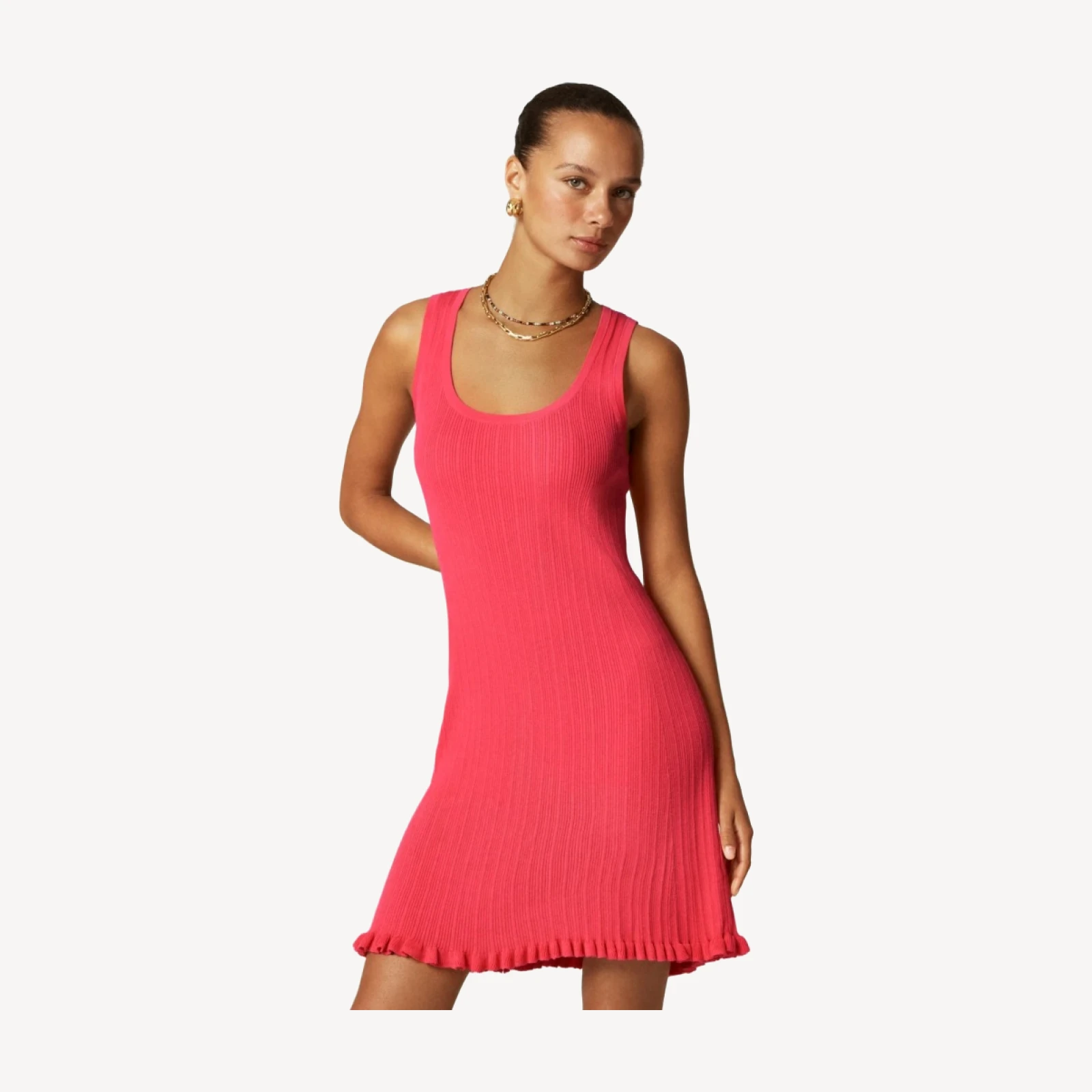 Ruffle-trim sweater-dress in premium ultra-fine cotton