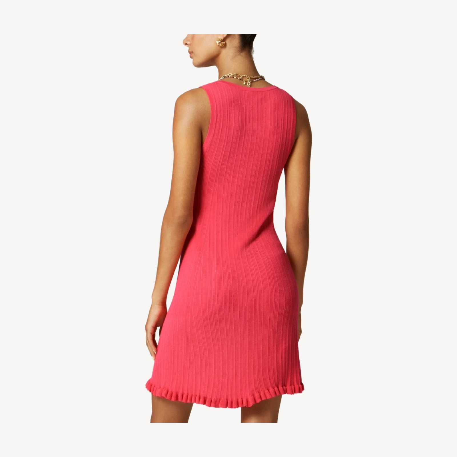 Ruffle-trim sweater-dress in premium ultra-fine cotton