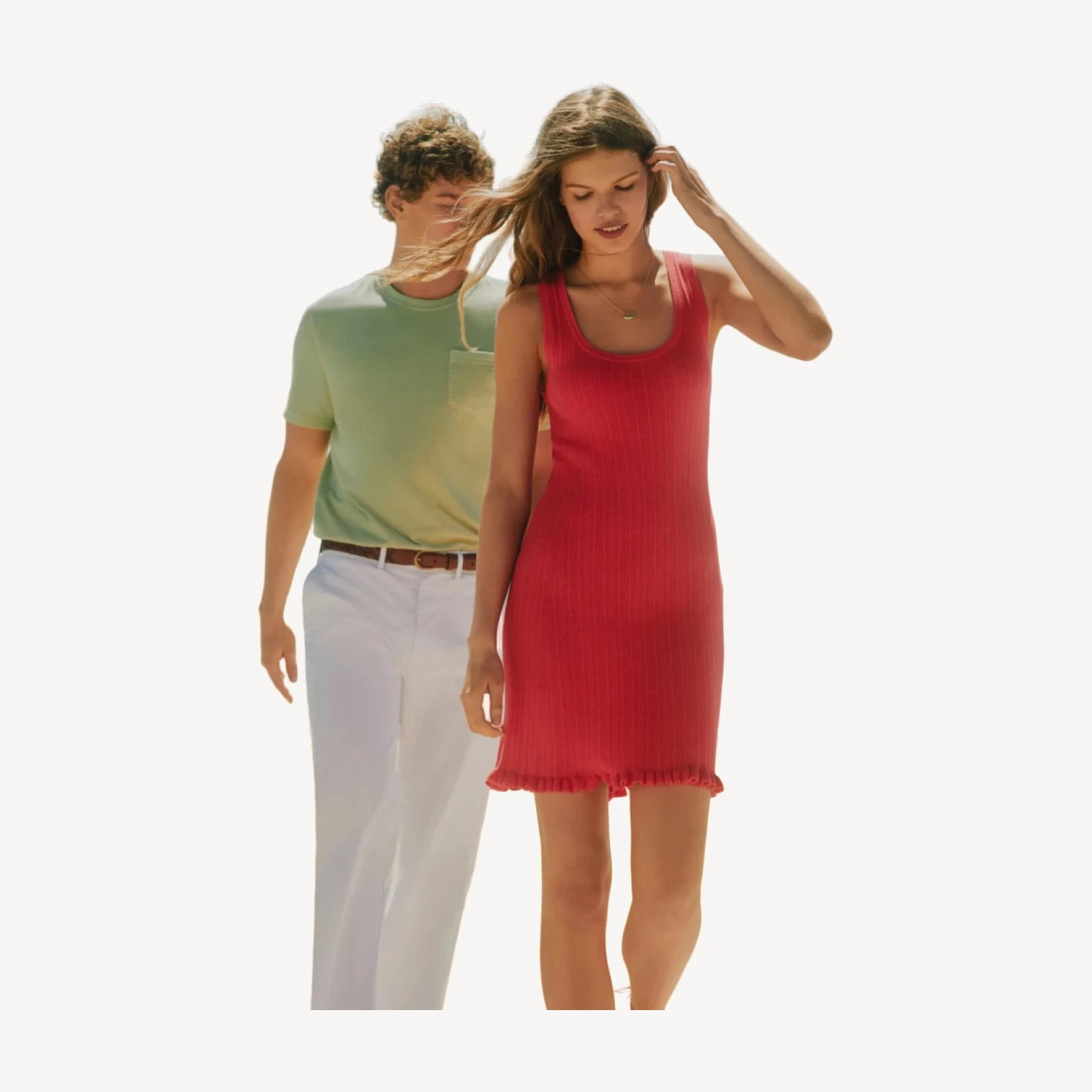 Ruffle-trim sweater-dress in premium ultra-fine cotton