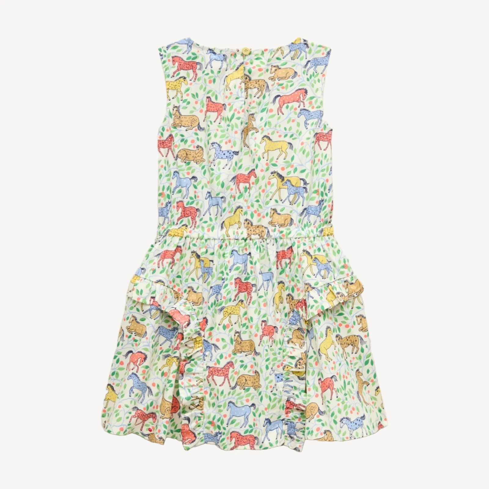 Girls' ruffle-skirt dress in wild horses print