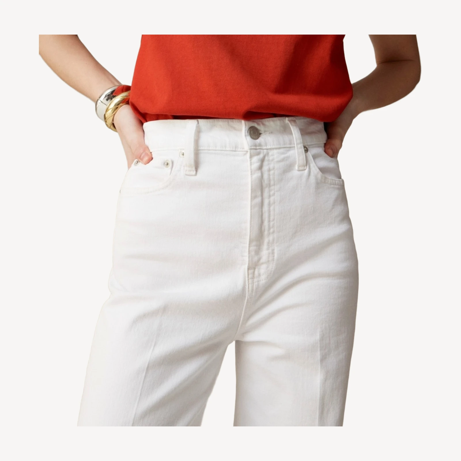 Wide-leg denim trouser in white