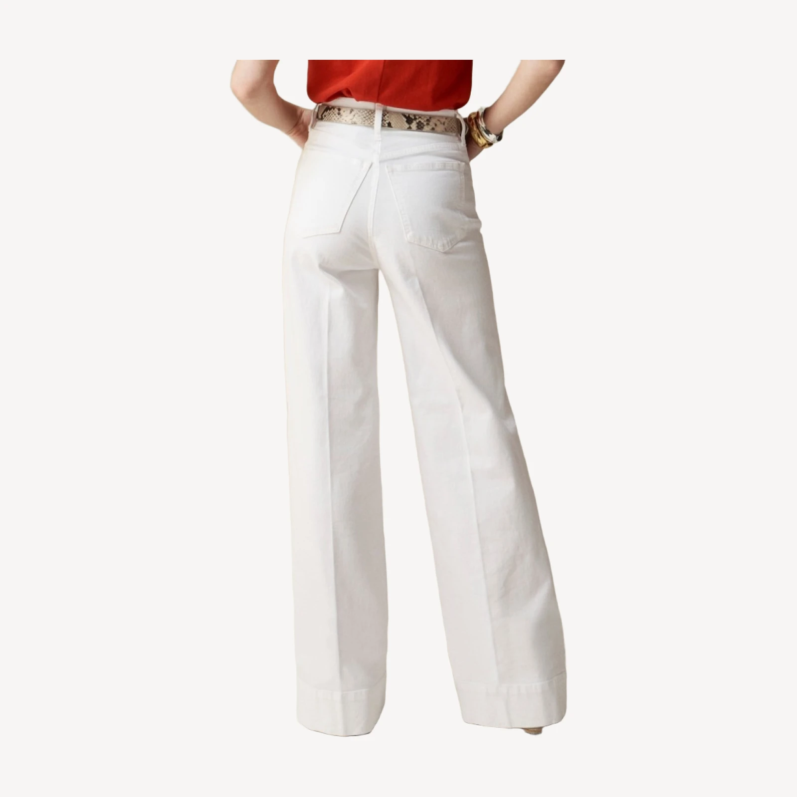 Wide-leg denim trouser in white