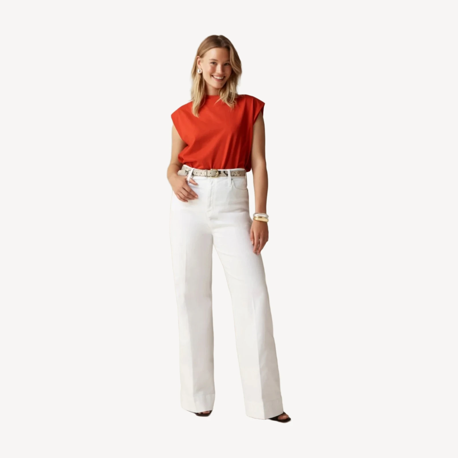 Wide-leg denim trouser in white