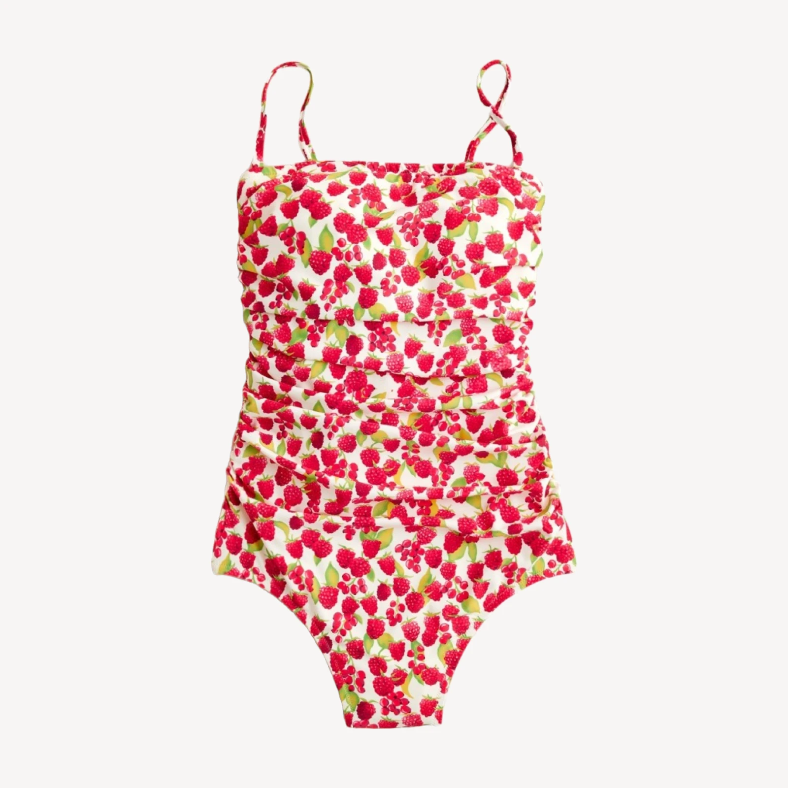 Gemma ruched bandeau one-piece swimsuit in raspberry print