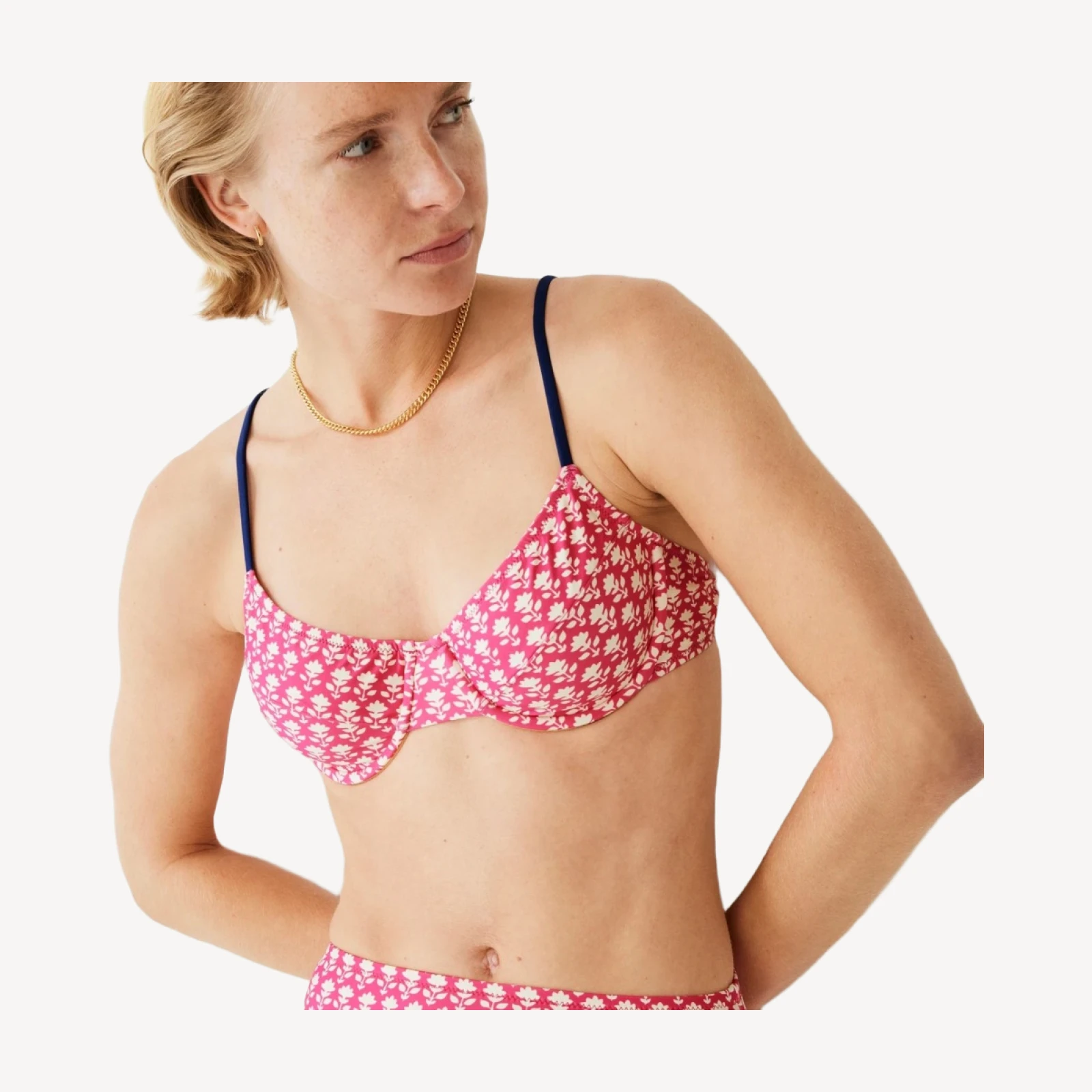 DD 1993 underwire bikini top in pink stamp floral