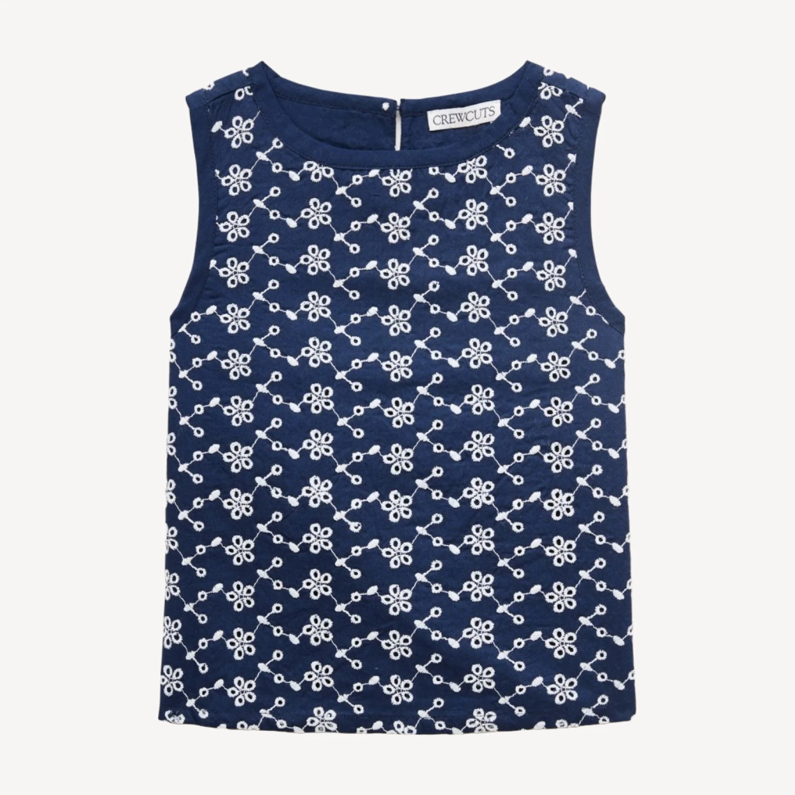 Girls' eyelet cross-back shell top