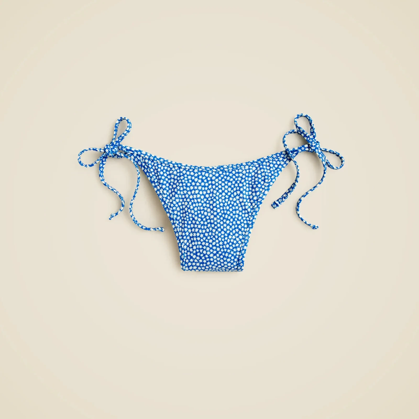 String bikini bottom in floral-stripe print