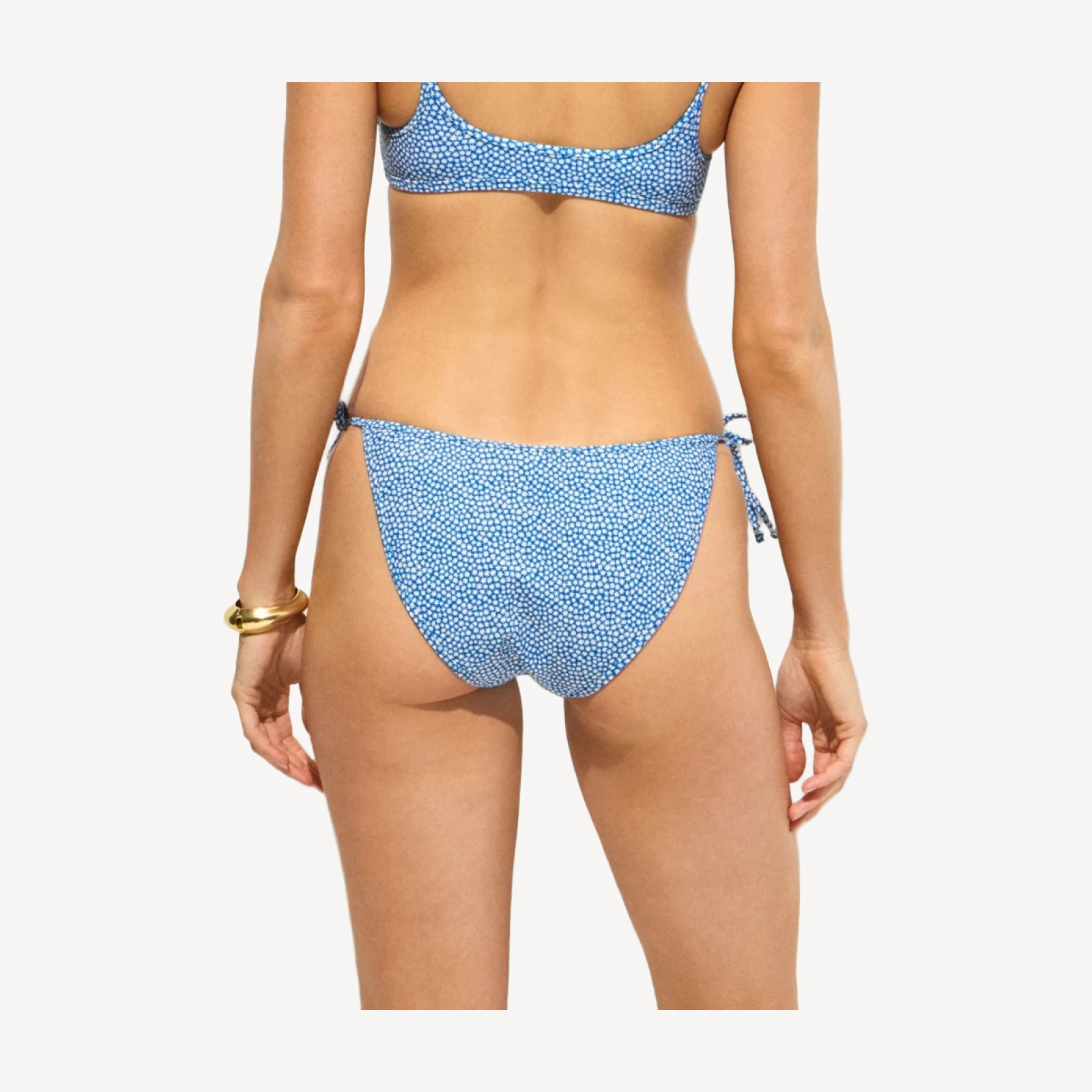 String bikini bottom in floral-stripe print