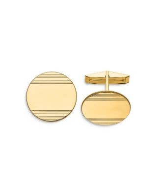 Bloomingdale's Fine Collection Men's Circular With Line Design Cuff Links in 14K Yellow Gold