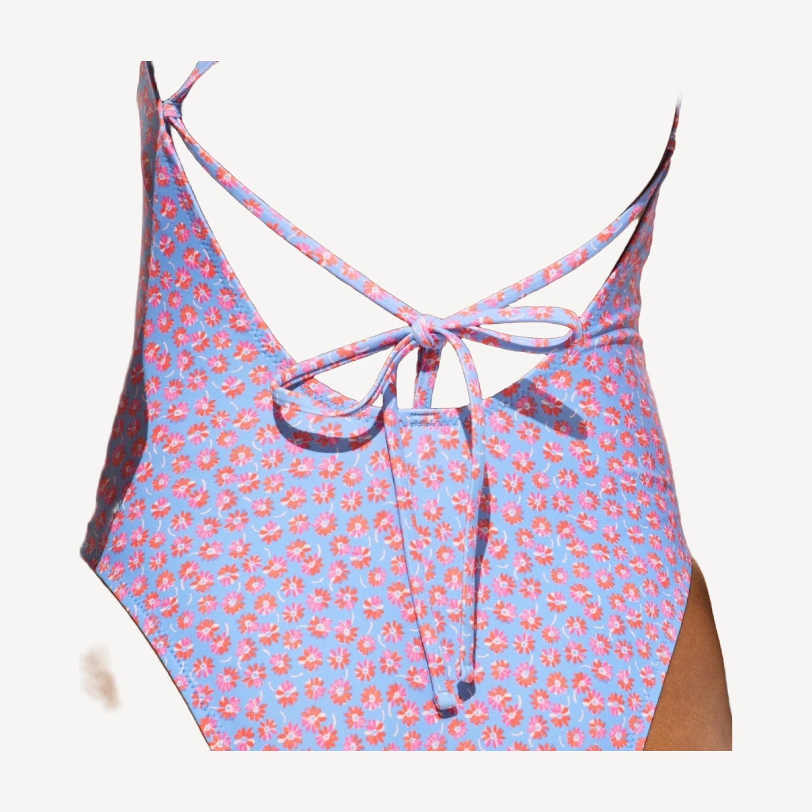 Curved one-piece swimsuit in summer fields print