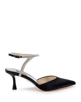 Badgley Mischka Women's Autumn Pointed Toe Pave Embellished Mid Heel Pumps