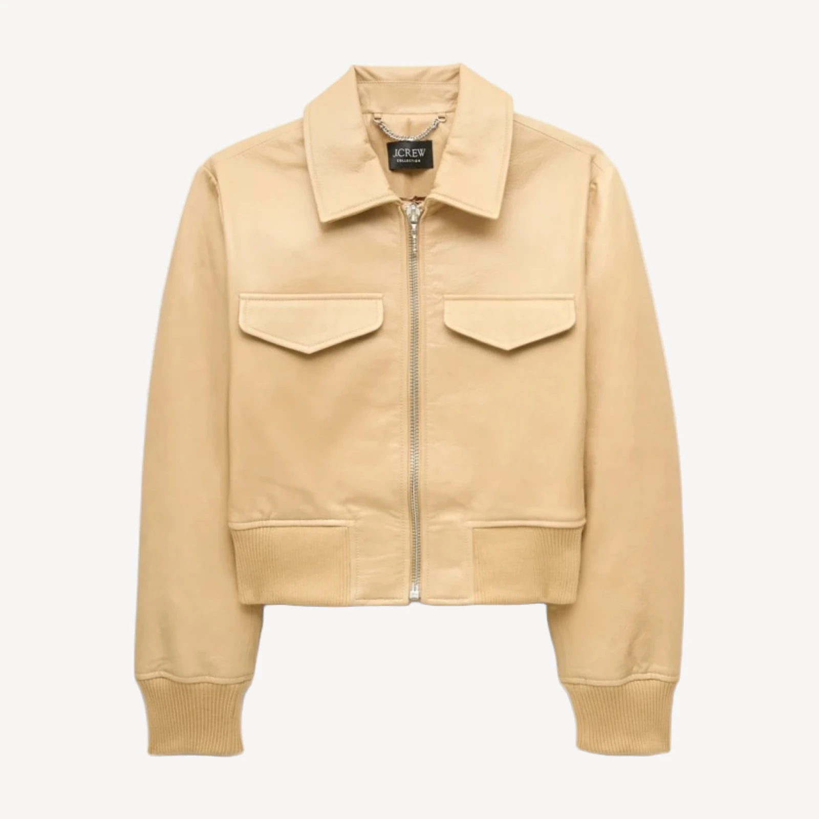 Collection cropped flight jacket in leather