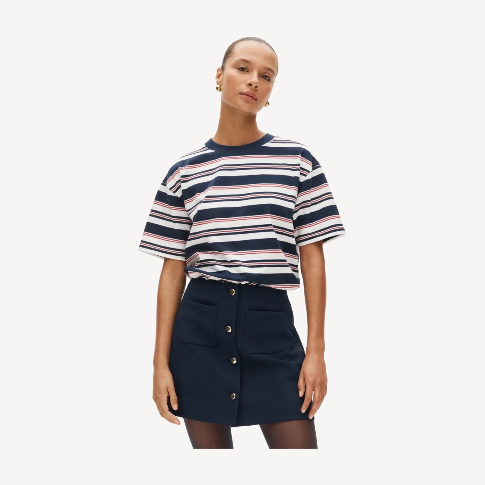 Fairfax mini button-front skirt in four-season stretch