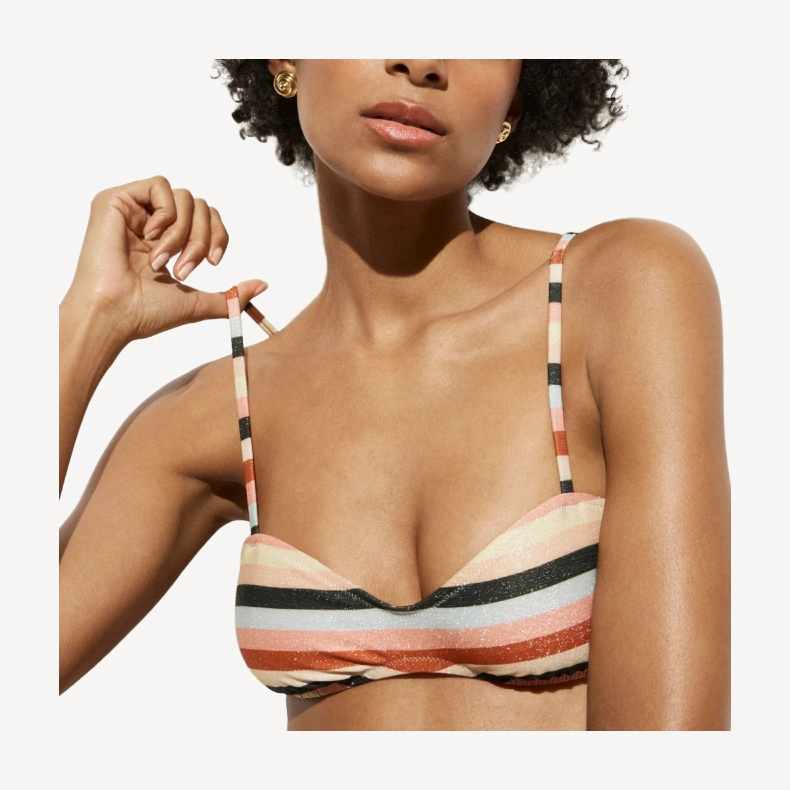 Wave bikini top in sparkle stripe
