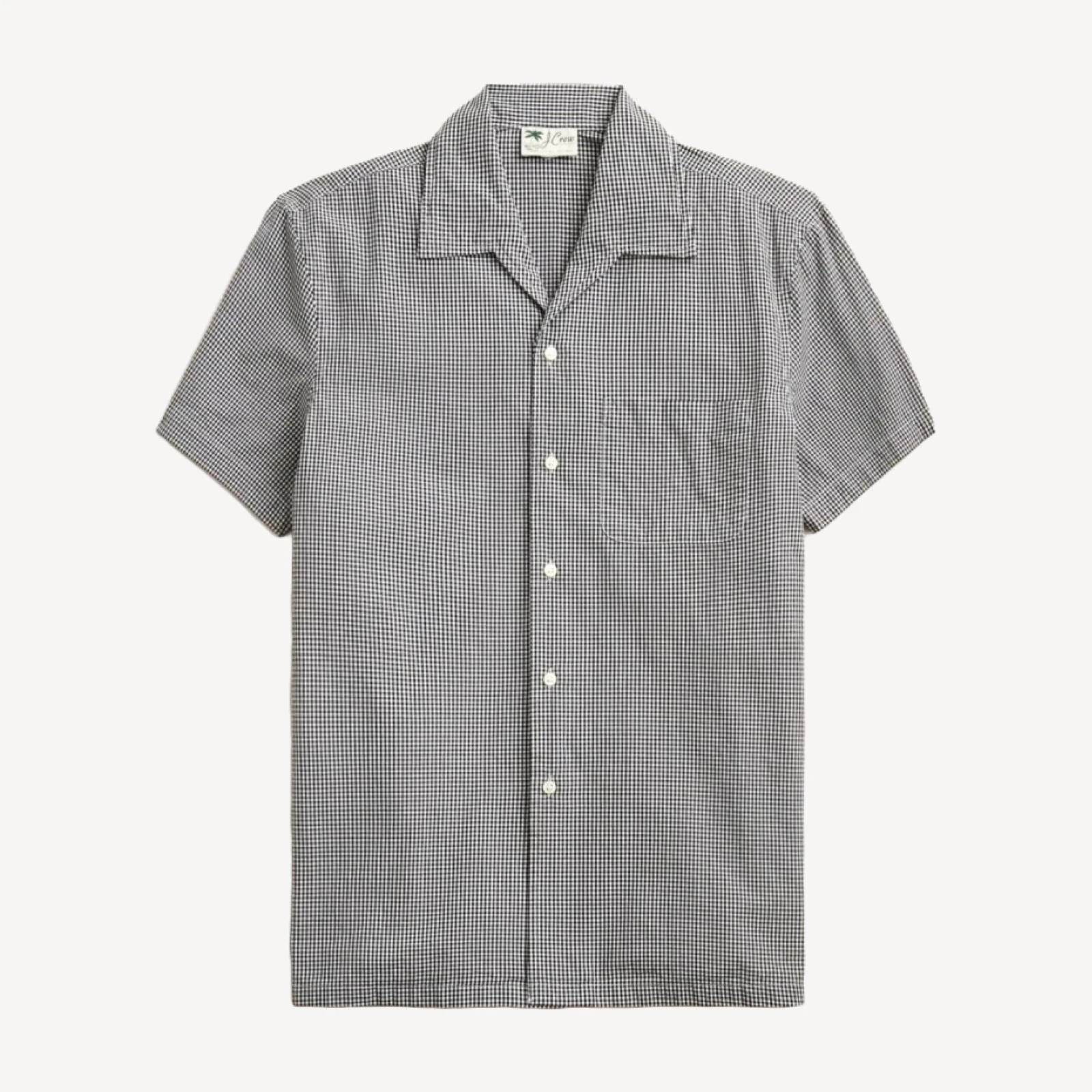 Short-sleeve cotton poplin camp-collar shirt