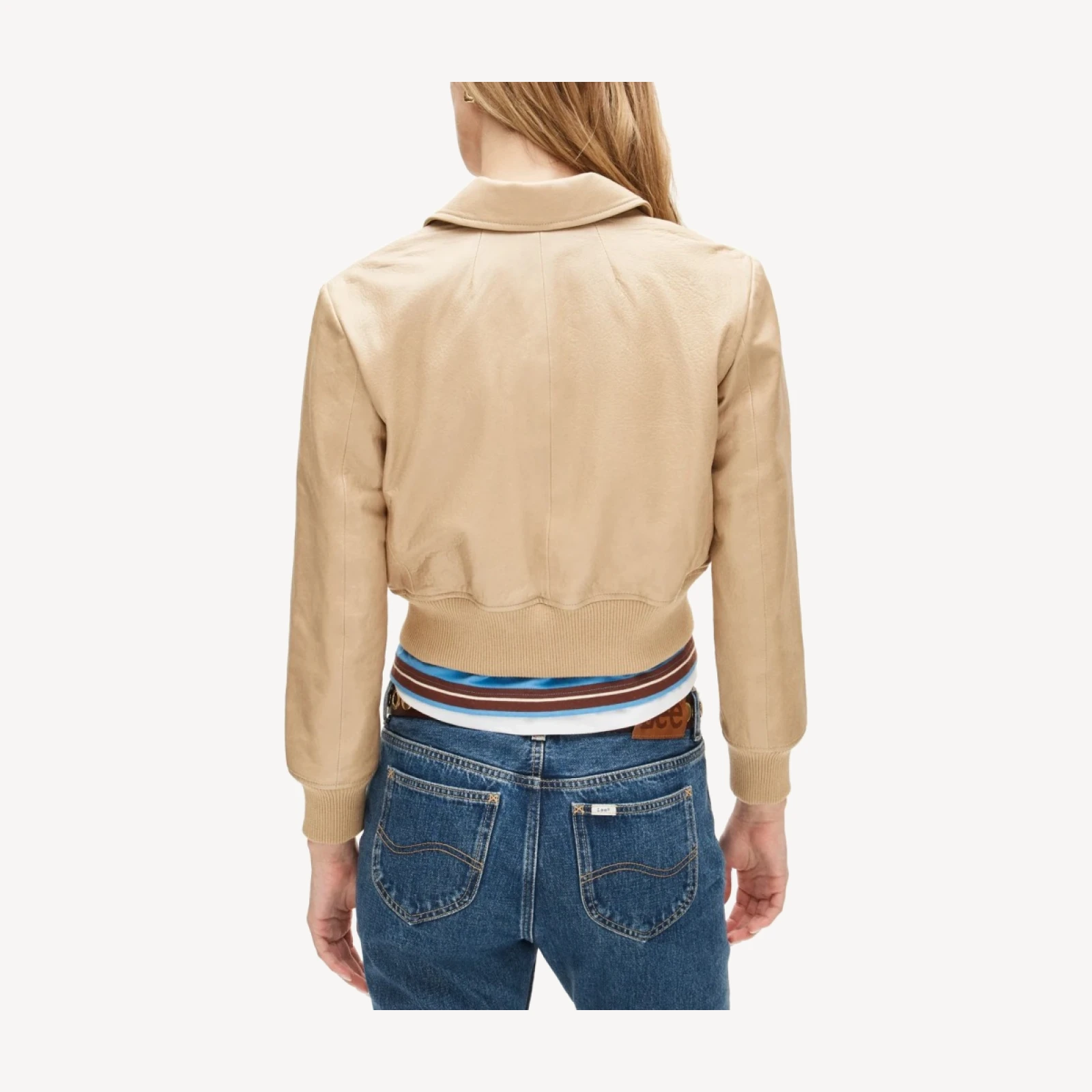 Collection cropped flight jacket in leather