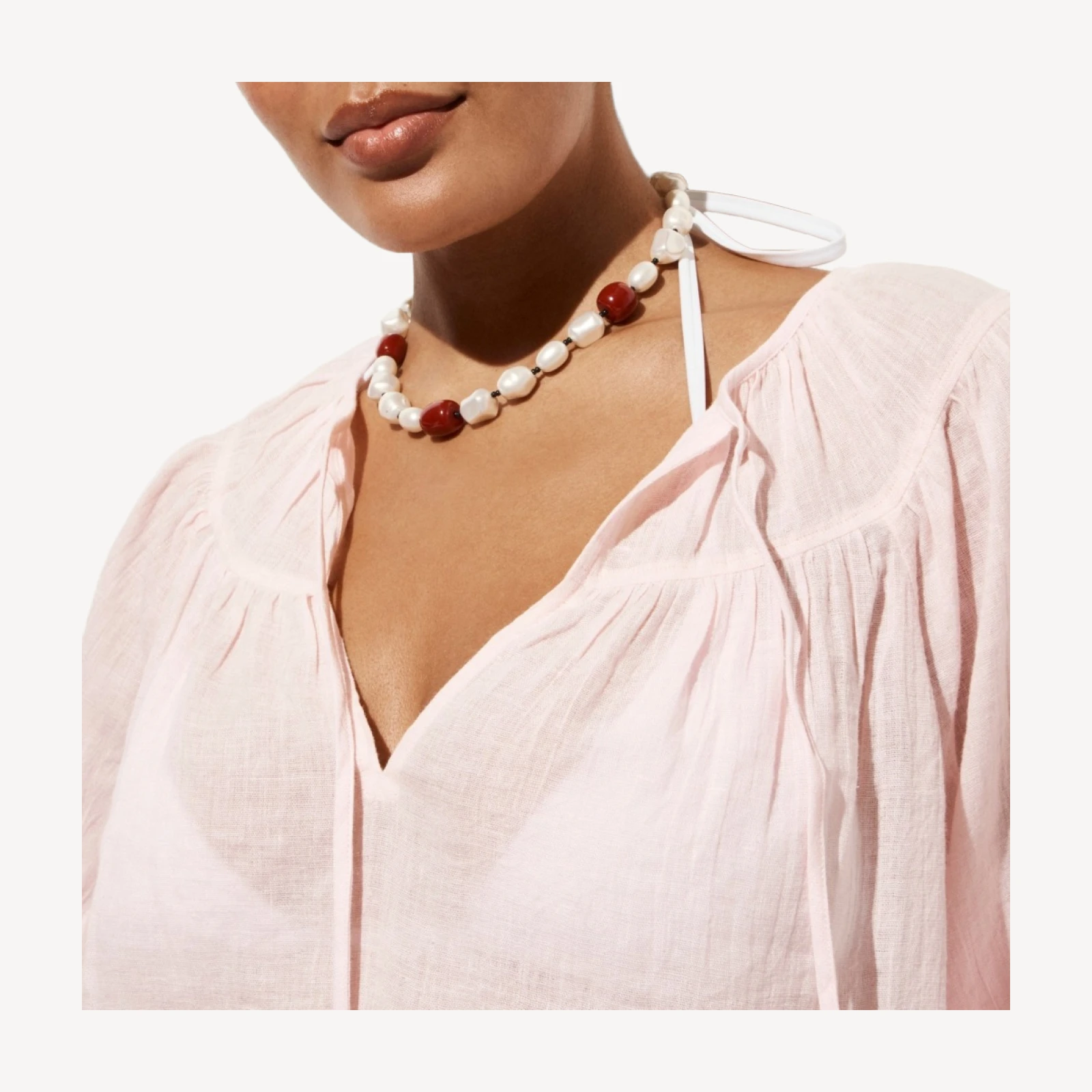 Long-sleeve tunic top in Hampton linen-blend