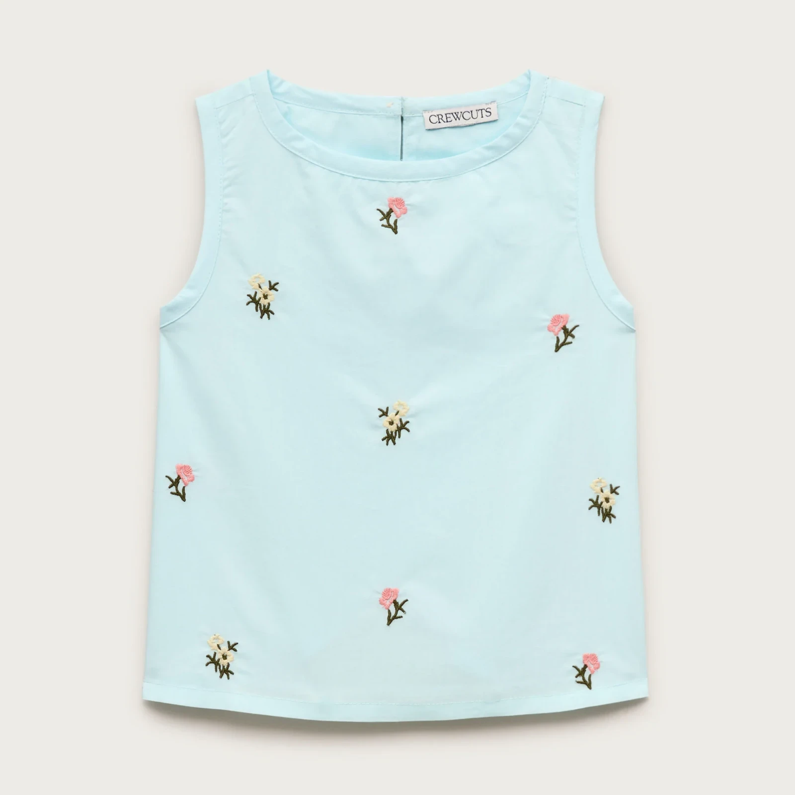 Girls' embroidered cross-back shell top