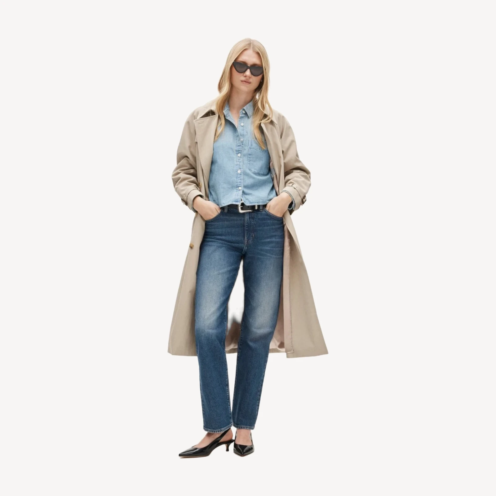 Étienne cropped button-up shirt in chambray