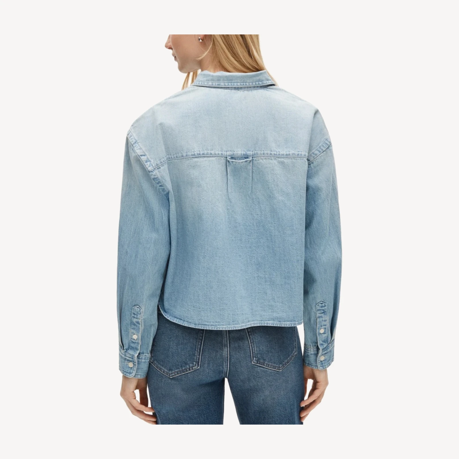 Étienne cropped button-up shirt in chambray