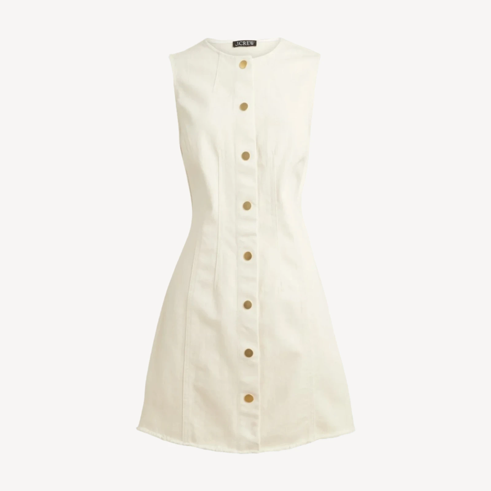 Seamed denim mini dress in ecru