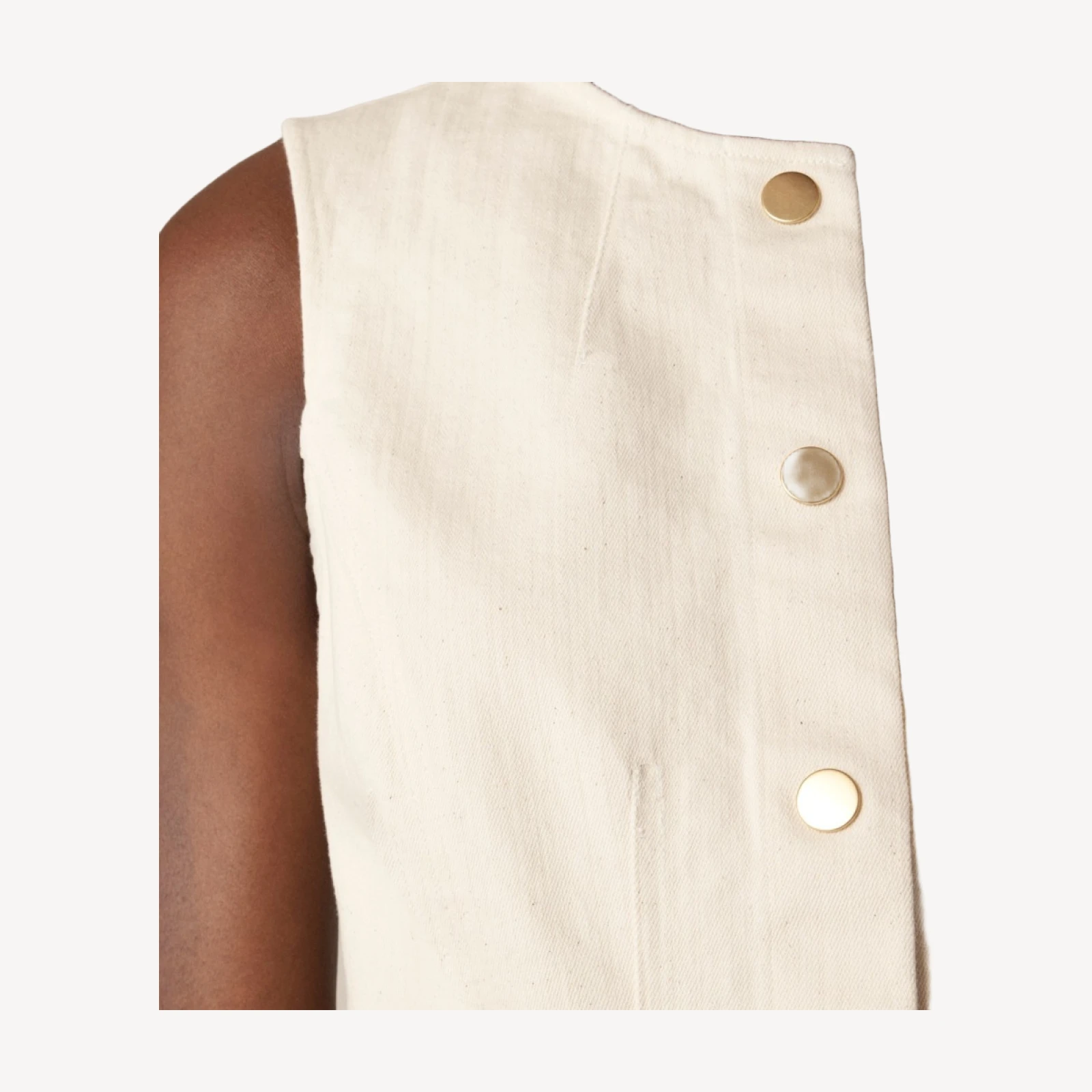 Seamed denim mini dress in ecru