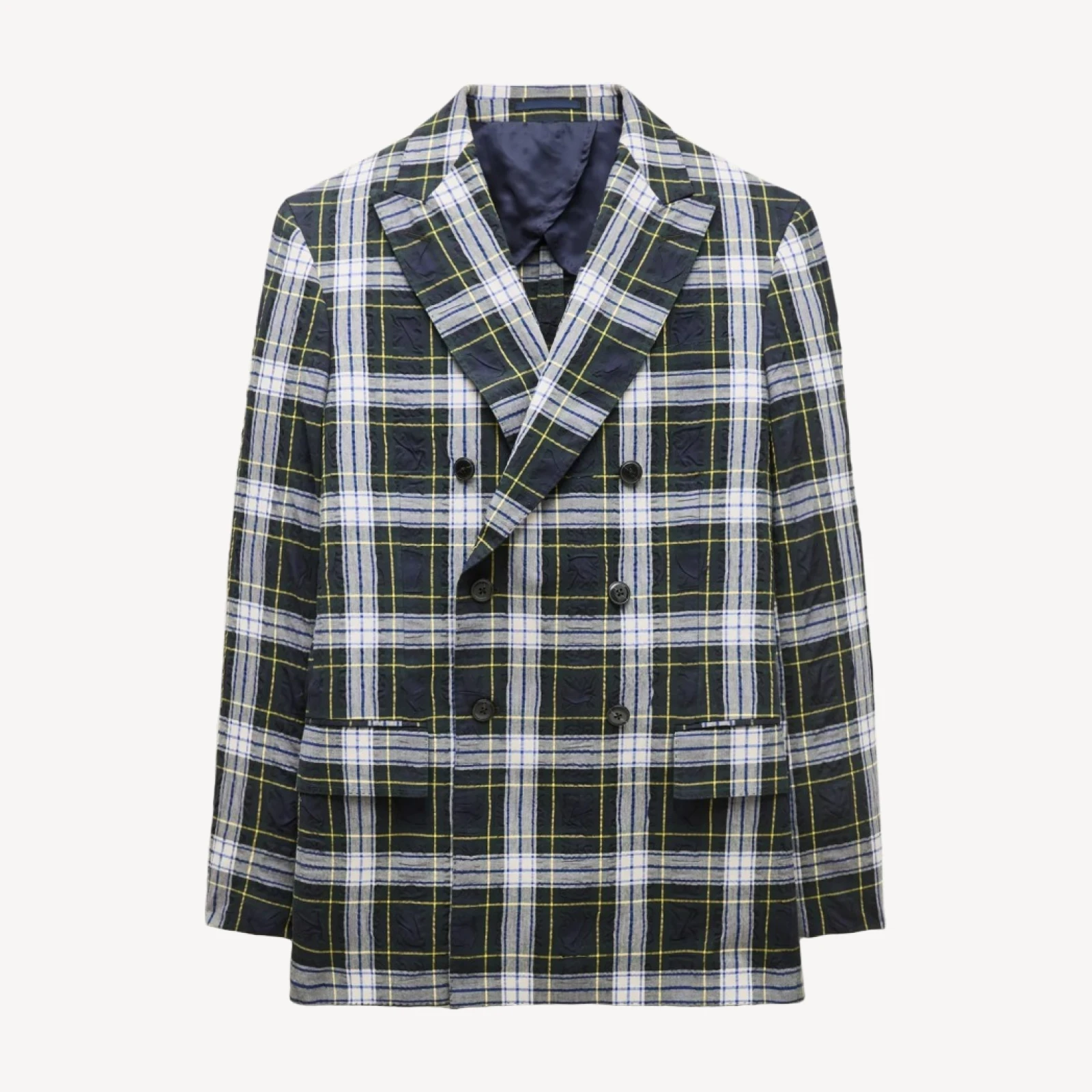 Double-breasted blazer in Japanese seersucker