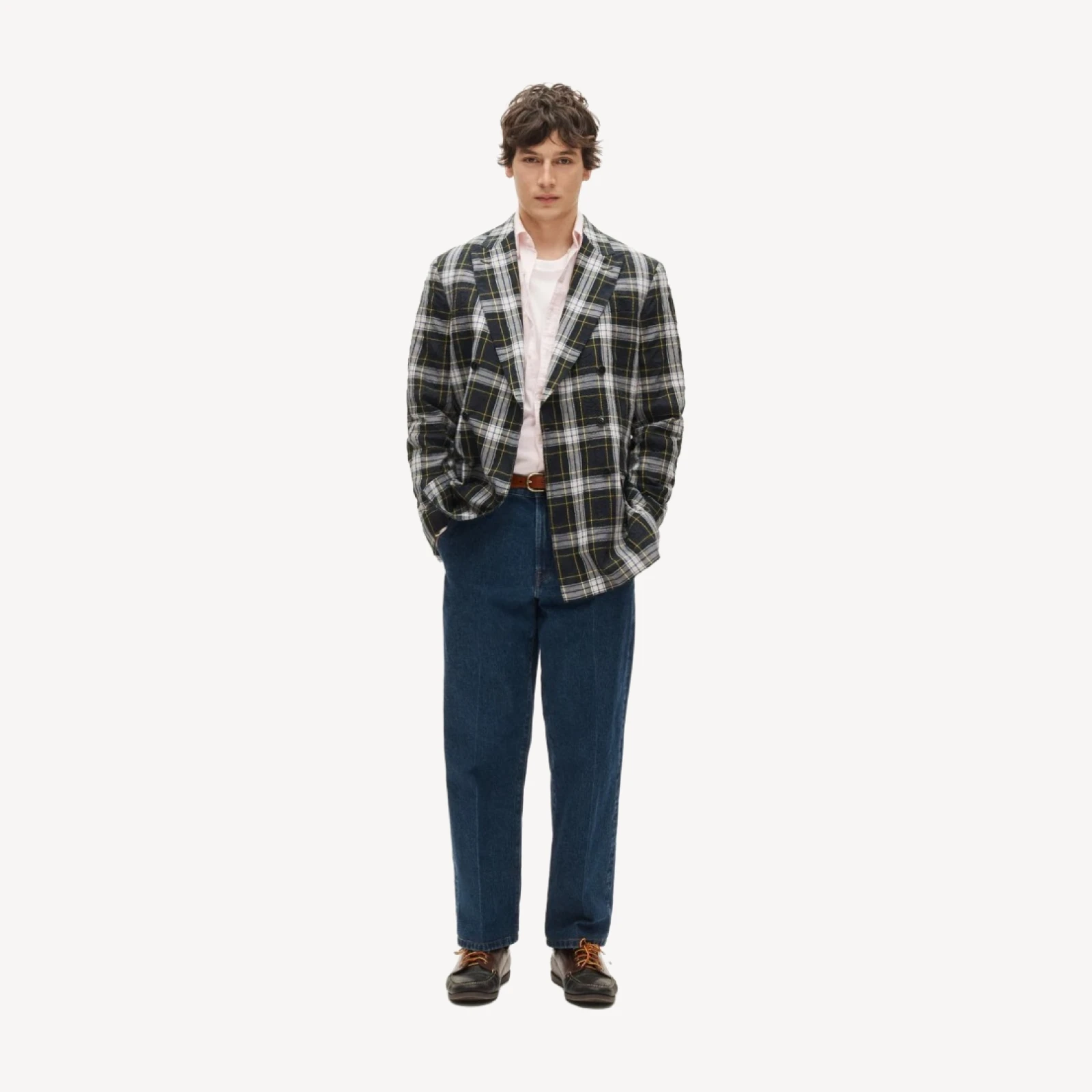 Double-breasted blazer in Japanese seersucker