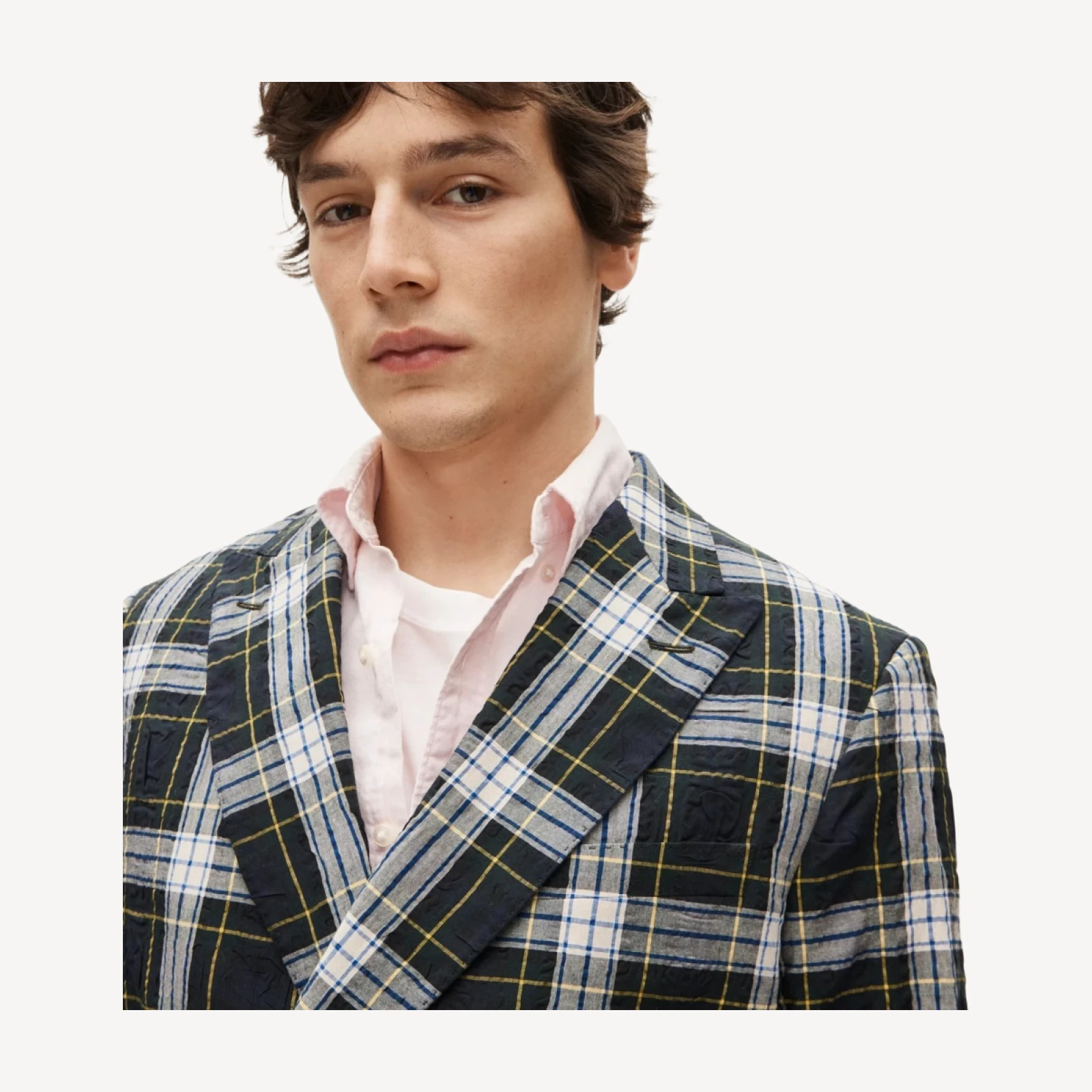 Double-breasted blazer in Japanese seersucker