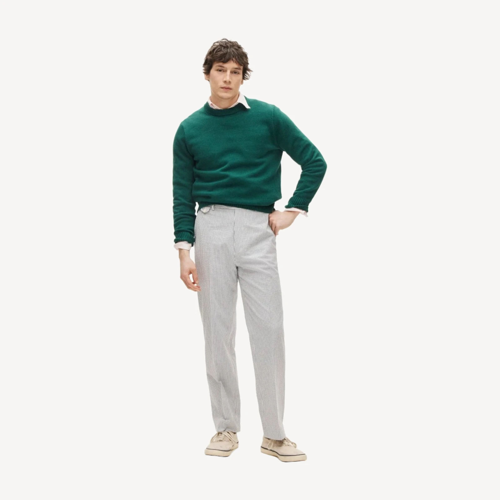Relaxed-fit trouser in cotton seersucker