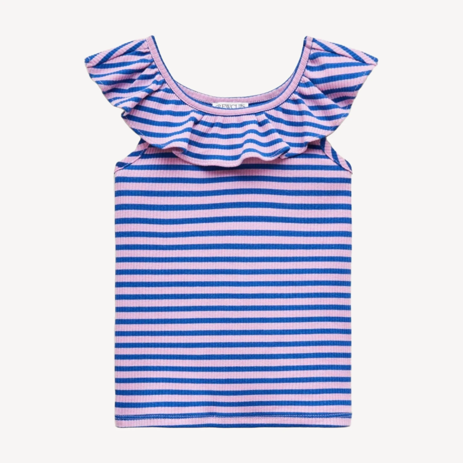 Girls' ruffle-shoulder tank top in vintage rib