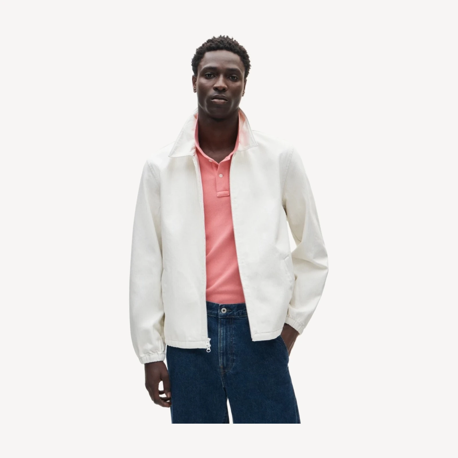 Harrington jacket in striped denim