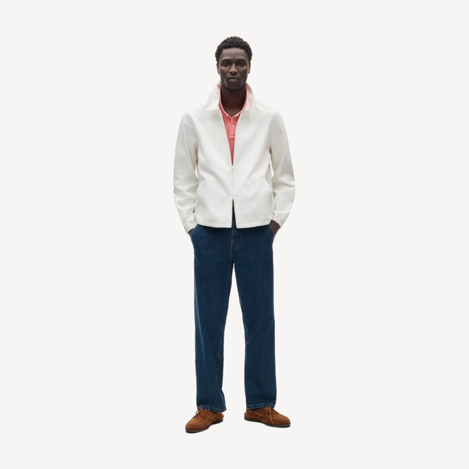 Harrington jacket in striped denim
