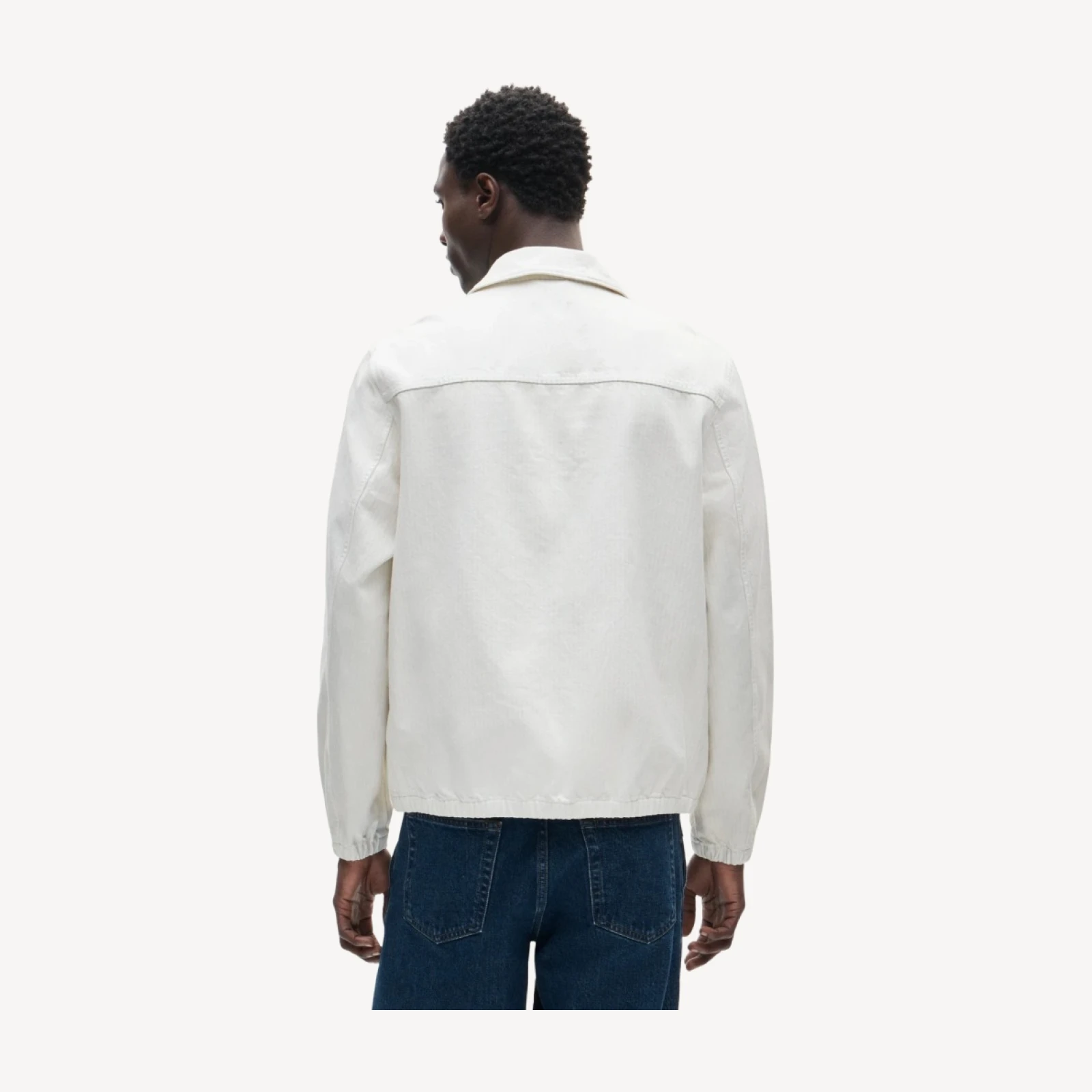 Harrington jacket in striped denim