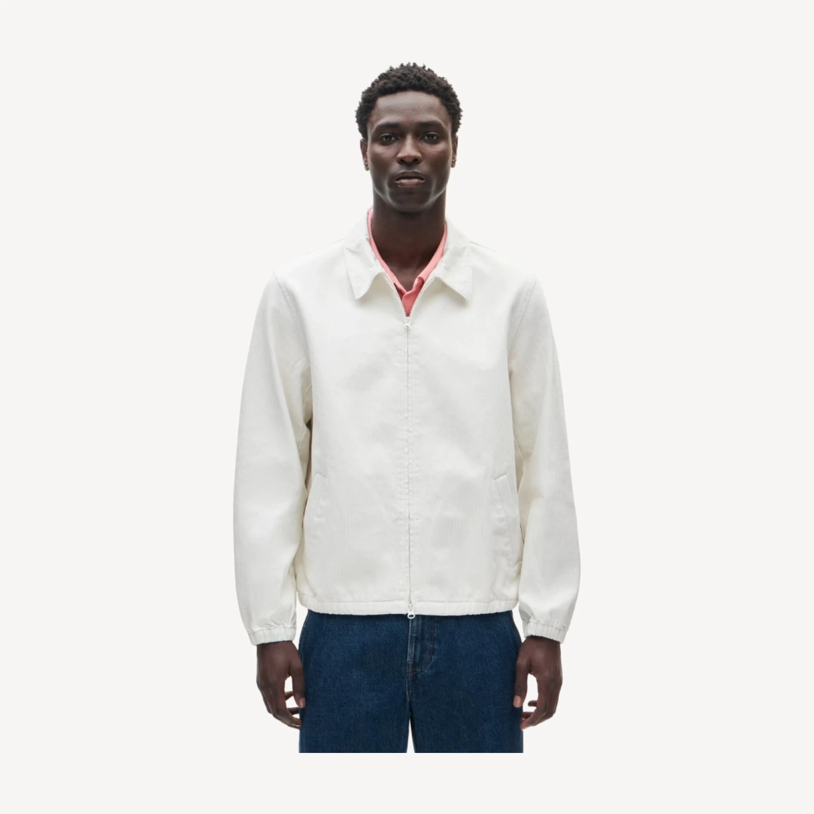 Harrington jacket in striped denim