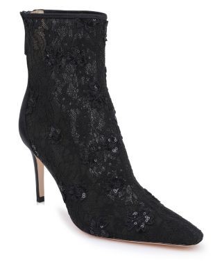 Badgley Mischka Women's Raya Lace & Sequin High Heel Ankle Boots
