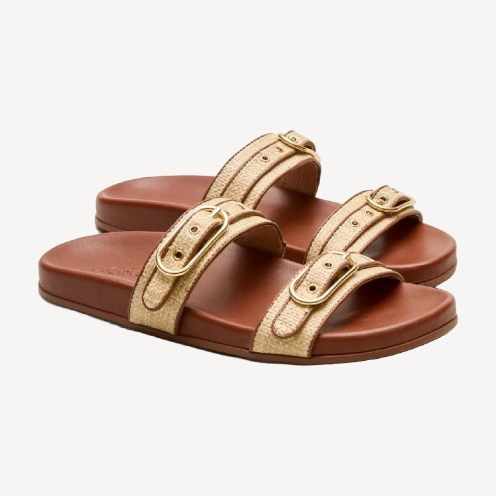 Kira buckle sandals in faux raffia