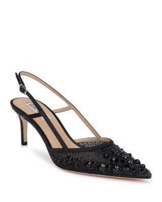 Badgley Mischka Women's Reem Embellished Satin Slingback Pumps