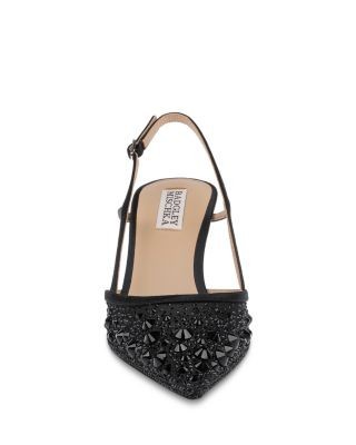 Badgley Mischka Women's Reem Embellished Satin Slingback Pumps