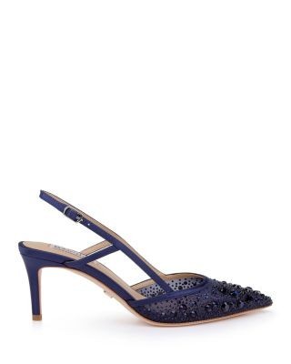 Badgley Mischka Women's Reem Embellished Satin Slingback Pumps, photo 7