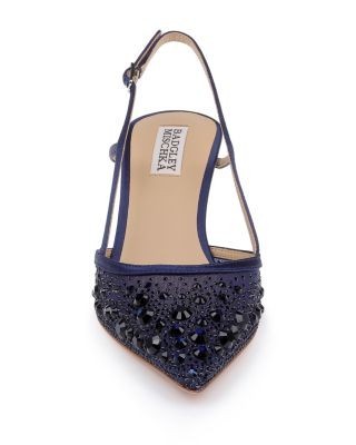 Badgley Mischka Women's Reem Embellished Satin Slingback Pumps, photo 8