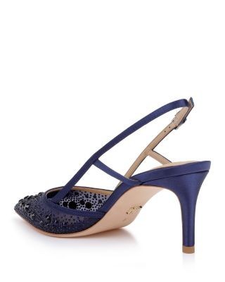 Badgley Mischka Women's Reem Embellished Satin Slingback Pumps, photo 10
