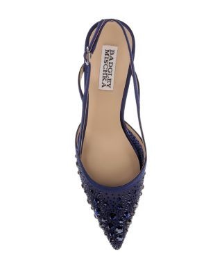 Badgley Mischka Women's Reem Embellished Satin Slingback Pumps, photo 11