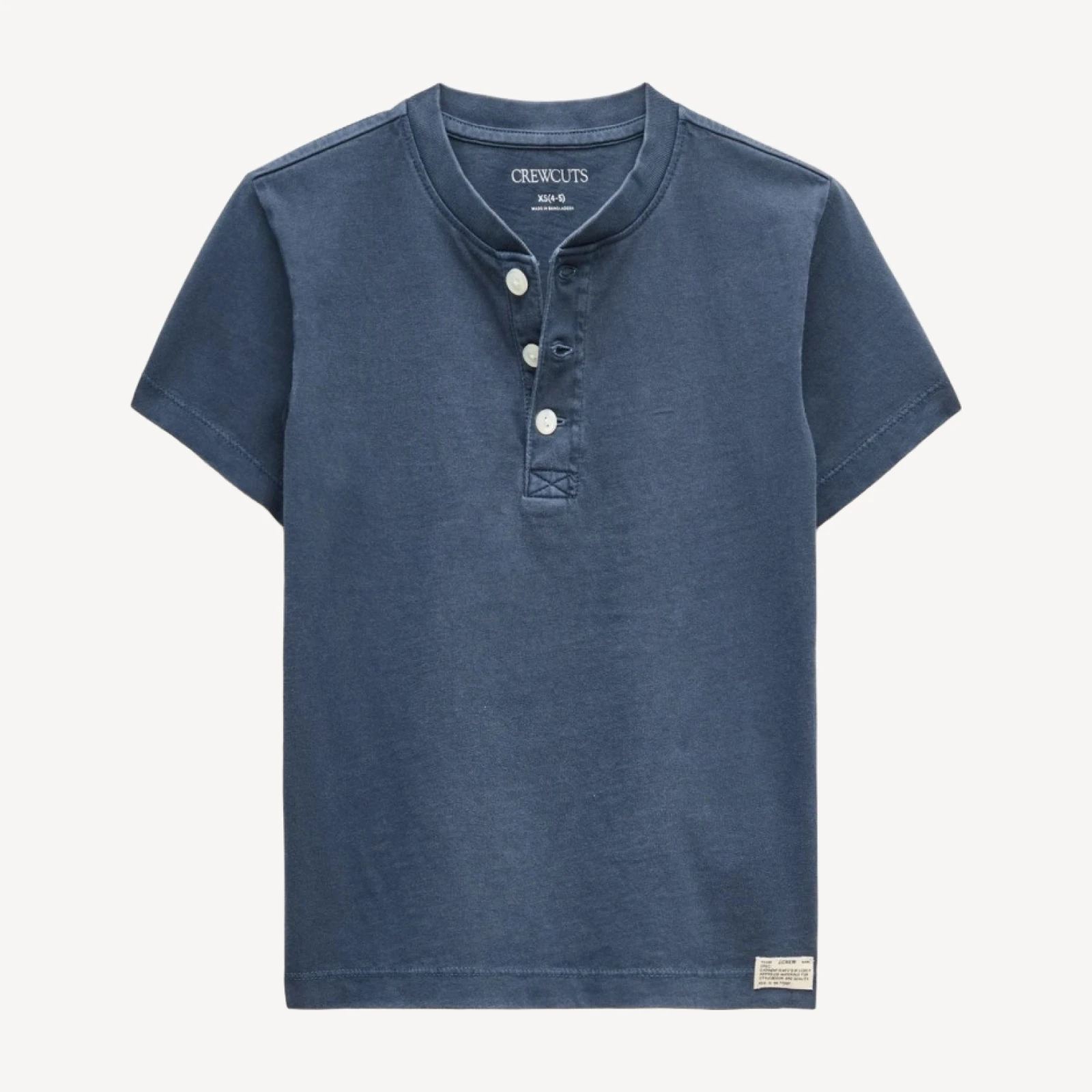 Kids' short-sleeve garment-dyed henley