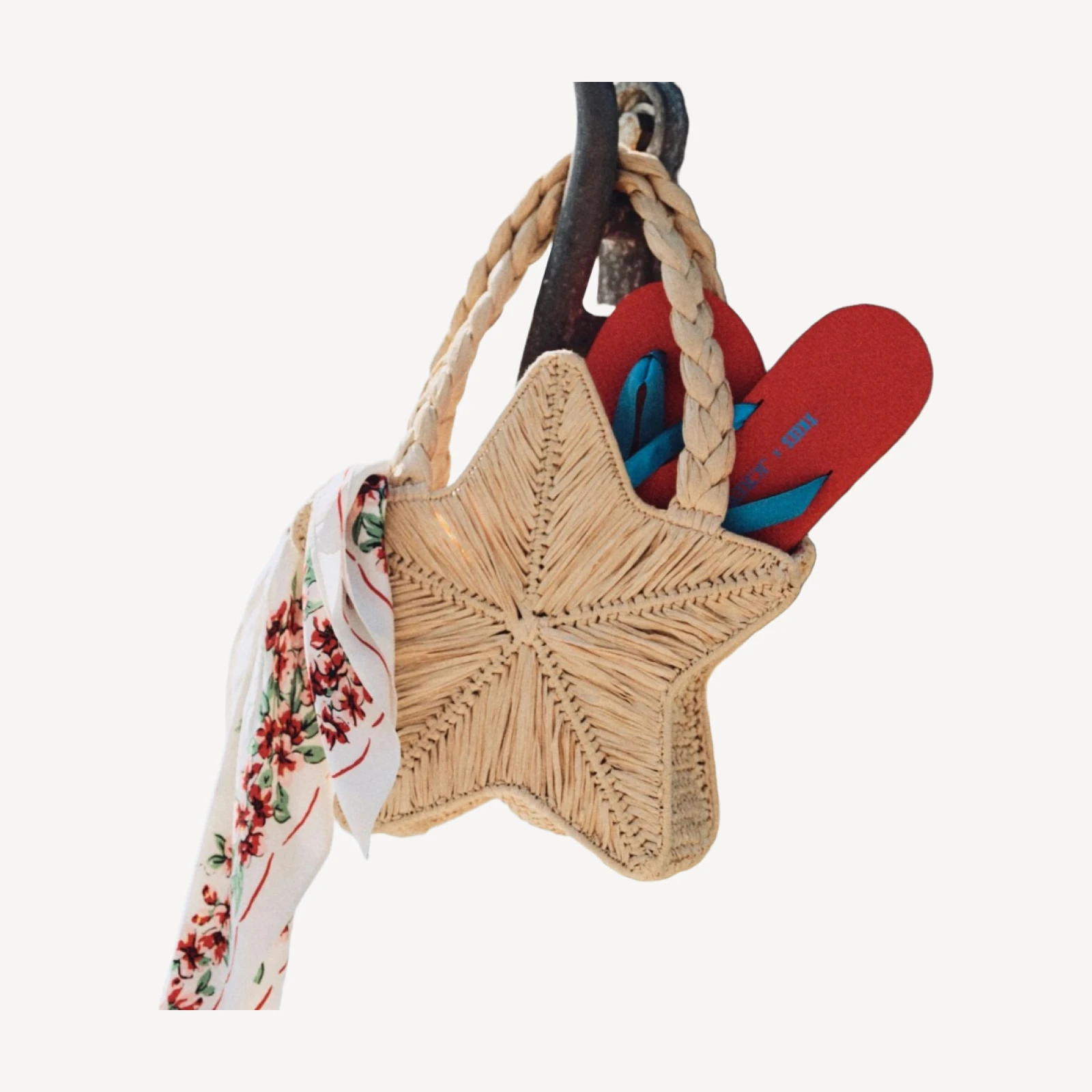 Handwoven straw starfish bag