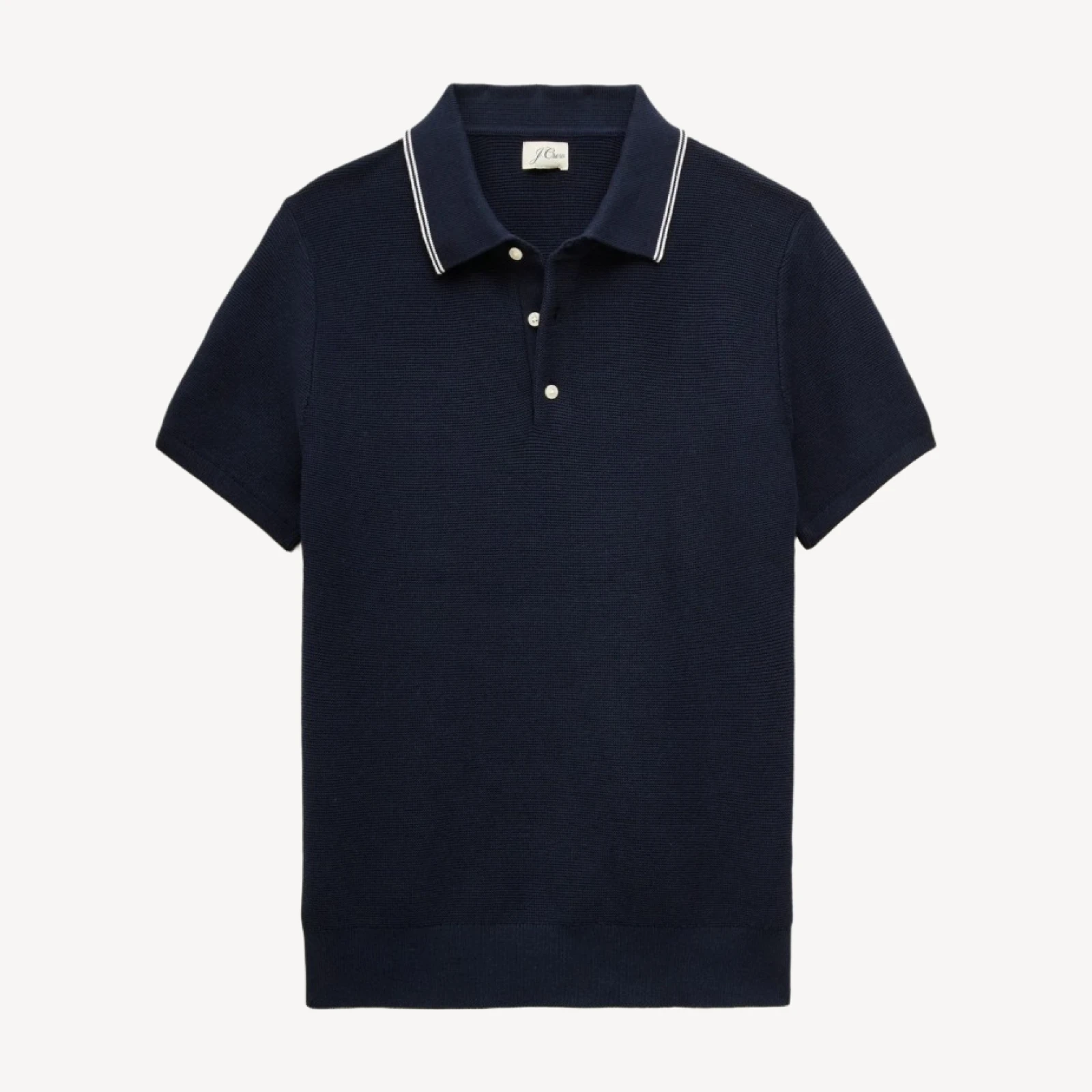 Short-sleeve tipped sweater-polo in Pima cotton