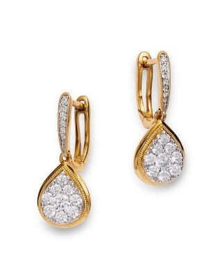 Bloomingdale's Fine Collection Diamond Cluster Drop Earrings in 14K Yellow Gold, 0.75 tcw
