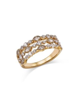 Bloomingdale's Fine Collection Diamond Triple Row Ring in 14K Yellow Gold, 1 tcw