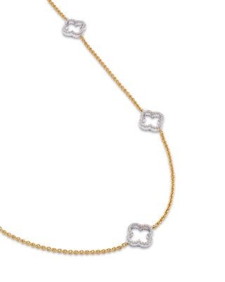 Bloomingdale's Fine Collection 14K Gold Diamond Clover Necklace, 18